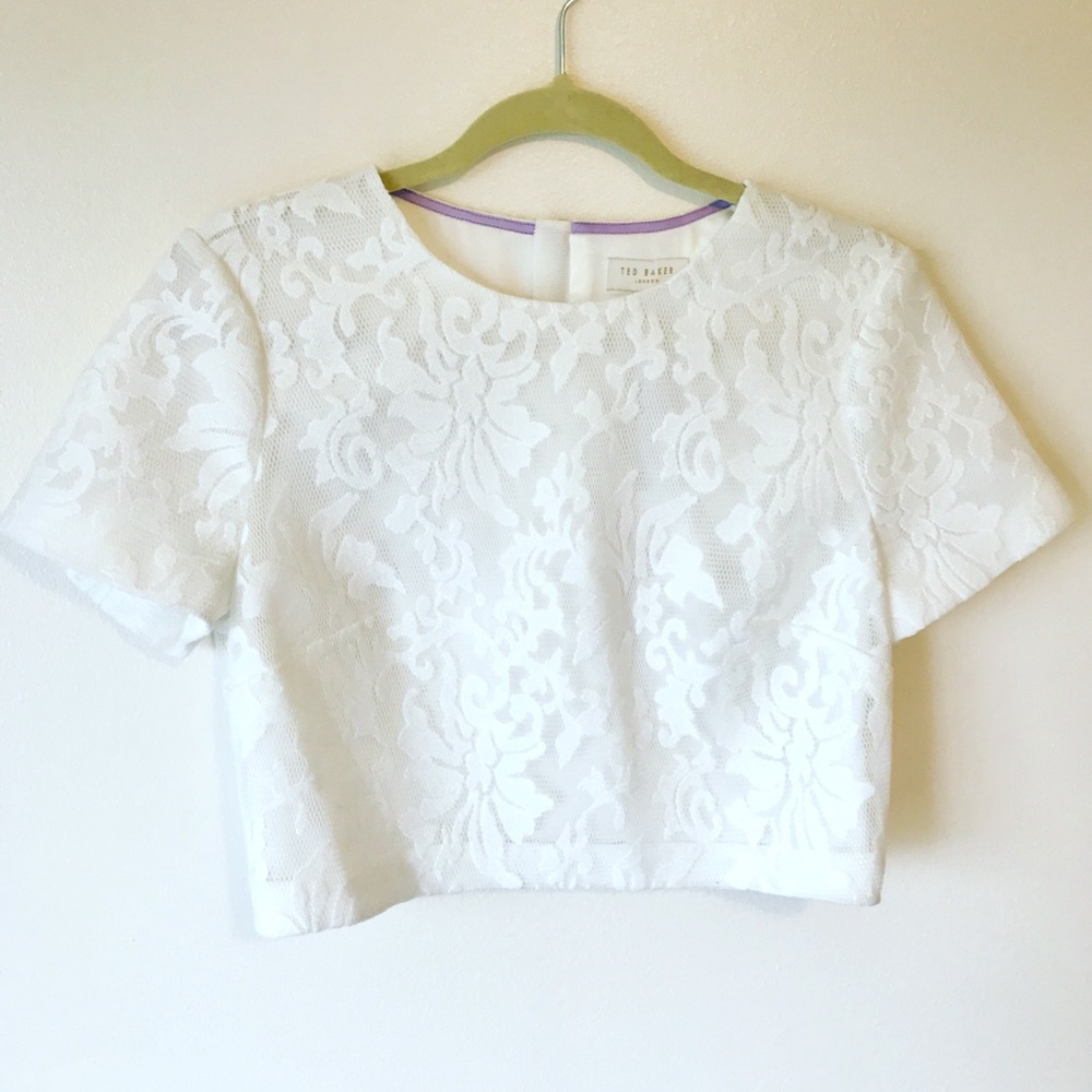 Ted Baker London Lace Mesh Crop Top